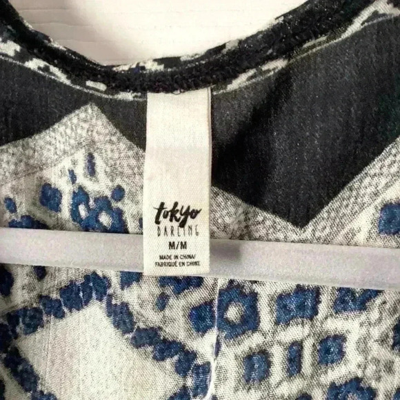 Tokyo Darling Kimono Women Size M Black Open Front Geometric Print Short Sleeves - Picture 4 of 7